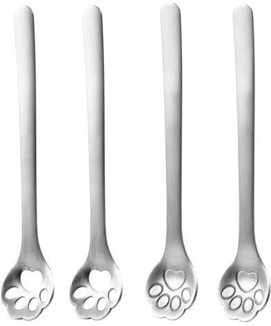 PACKOVE 4pcs Cat Paw Coffee Spoon Smooth Stainless Steel Spoons for Honey Tea Dessert Dishwasher Safe