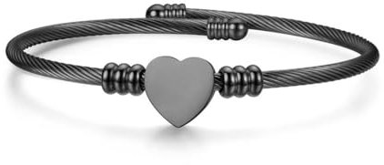 XUJLRL Armband Silber Freundschaft Armband Geschenk Damen-Handketten Edelstahl Oval Verstellbar Offen Maschette Frauen Freundin Frau