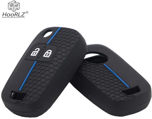 HooRLZ Protection Coque Clé Opel Compatible pour Opel Insignia Astra Meriva Corsa Zafira Mokka Vectra Orlando Cruze Captiva, Coque de Clé de Voiture en Silicone Opel - 2 Boutons Ligne Bleue