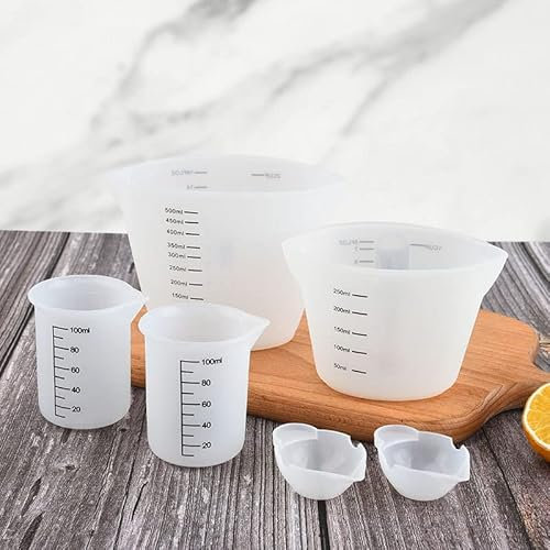 6-teilige Silikon-Messbecher,Antihaft-Mischbecher Epoxidharz Mischbecher mit präziser Skala