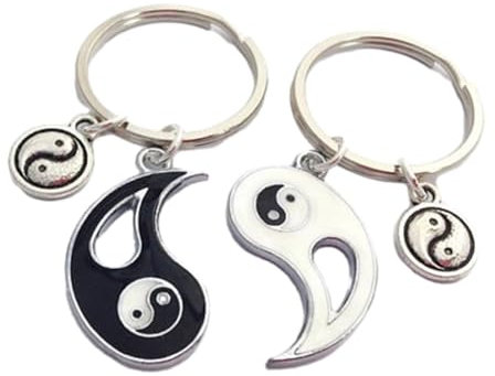COSSIKA Yin-Yang-Schlüsselanhänger, vielseitiges Yin-Yang-Schlüsselanhänger-Puzzle-Set, stilvoller Yin-Yang-Schlüsselanhänger, auffälliger Schlüsselanhänger für Paare, Schmuckzubehör