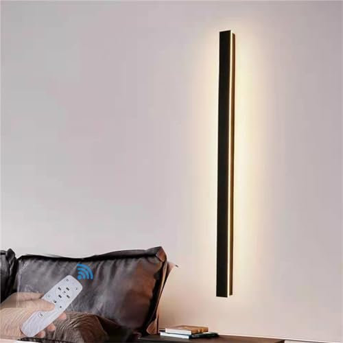 LED Wandleuchte Innen mit Fernbedienung Moderne Minimalistische Dimmbare Wandlampe Lange Innen Acryl Mode Lichter Veranda Wandbeleuchtung Wohnzimmer Badezimmer Haustür Schlafzimmer (Schwarz,60CM)