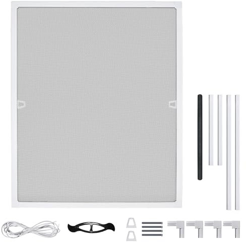 PEILU Fliegengitter Fenster Fliegenschutz Mückengitter mit Moskitonetz & Aluminium Rahmen 80 x 100 cm Fliegenschutzgitter ohne Bohren & Schrauben Insektenschutz Gitter für Fenster (Weiß)