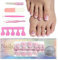 MrCuvaryas Lot de 120 faux ongles d'orteils - 12 tailles - À coller - Couverture complète - En acrylique - Pour femme et femme - Nail art (rose française, 120 pièces)