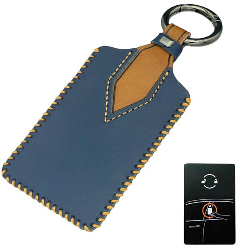QIULIFAN Schlüsselkartenhalter für Tesla Model 3 Model Y Echtleder Schlüsselhülle für Tesla Schlüssel Karte,Blau