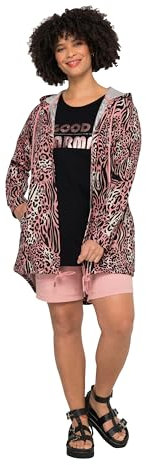 Angel of Style Damen große Größen Übergrößen Plus Size Hoodie-Jacke, Sweat mit Animal-Mustermix, Kapuze, Langarm pink 48 831330510-48