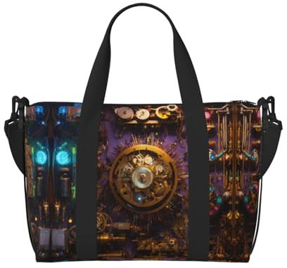 Gears Clock tragbare Reisetasche, bronzefarben, Century-Druck, ideal für geschäftliche und private Reisen, Schwarz, Einheitsgröße