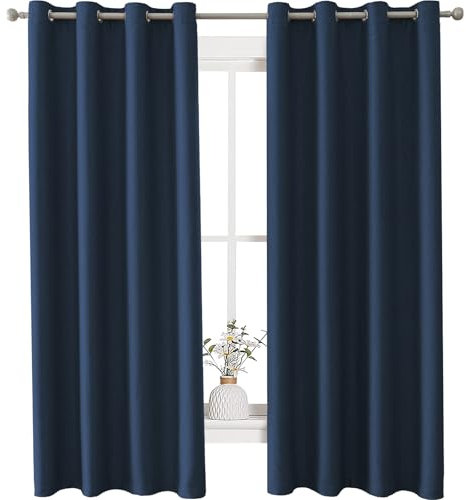 Ystyle Tenda Oscurante Effetto Lino 2 Pezzi, 140x300cm, Tende Moderne Da Interno, Tende Camera Da Letto, Tende Per Interni, Tenda Termica Isolante Freddo E Caldo, Tende Soggiorno, Blu Scuro