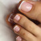 24Pcs French Tip False Toenails - Short Square Nude Pink Fake Toe Nail/White French Tip Press on Toenails - Acrylic Full Cover Fake Toenails Nail Art Set for Women Girls (Pink & White Toenails)