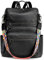 Kattee Women Leather Shoulder Backpack Handbag Purse School Bag with 14 in Laptop Sleeve