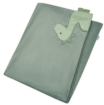 Sterntaler Babydecke Dino Rexi - Schmusedecke beidseitig verwendbar mit niedlicher Applikation - weiche Kuscheldecke Baby aus feinem Boa und Jersey - Kinder Decke, mattgrün
