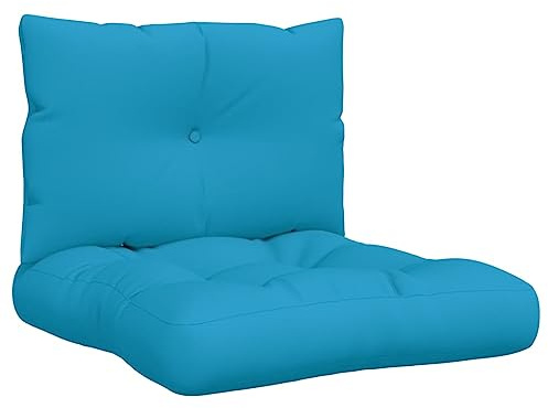 vidaXL Palettenkissen 2-TLG., Palettenpolster für Europaletten, Palettensofa Kissen Indoor Outdoor, Palettenauflage Sitzkissen Rückenkissen, Blau Stoff