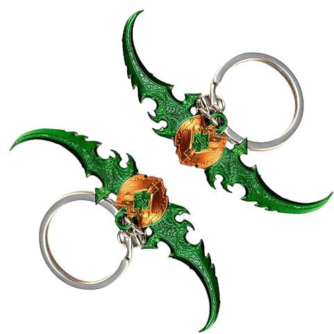 MIAOWR Wow Warglaive of Azzinoth Schlüsselanhänger, 2-Teiliges Set, Komplett Aus Metall, Dekoration Für Rucksack Und Autoschlüssel