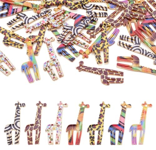 Sparkeads 28 Stück Giraffen-Emaille-Charms, Wildtier-Anhänger, Metalllegierung, baumelnde Charms, Großpackung für Halsketten, Ohrringe, Armbänder, Handwerk, Schmuckherstellung,