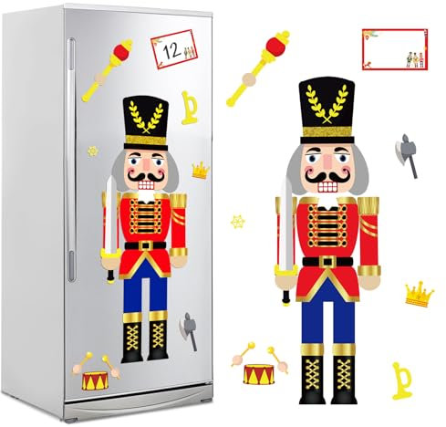 TAROME 16pcs Christmas Nutcracker Refrigerator Magnets - Nutcracker Soldier Magnetic Refrigerator Decoration DIY Xmas Magnetic Fridge Sticker for Fridge, Garage, Metal Door, Whiteboard Decor