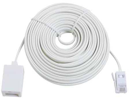 BT Telephone Extension Cable 10M, BT Male to Female Extension Cable 6-Pin Straight Through Telephone, Phone Line Cord Compatible with UK Landline Fax and Modem Home and Office