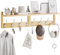 STELLSTAR Wandgarderobe mit Ablage 80 cm, 2 Pack, Bambus Wandregal mit 8 Haken für Eingang, Flur, Küche, Hauswirtschaftsraum (Natural)
