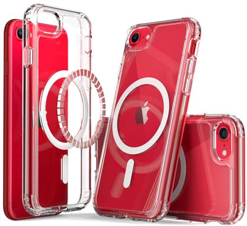 IDYStar for iPhone SE Case 2022/2020/3rd/2rd,Compatible with MagSafe,Crystal Clear[Anti-Yellow],Shockproof Heavy Duty Protection Slim Fit Phone Cover for iPhone 7/8/SE 2020/SE 3 2022,Clear