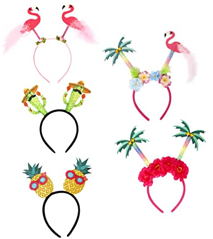 Garneck 5 Stück Tropische Haarreifen Mit Flamingo Und - Ideal Für Fasching Und Hawaii-Partys Perfekter Kopfschmuck Für Sommerfeiern Und Luau Mottos