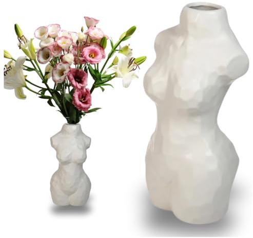 Dekovase Frauenkörper, Vase aus Keramik, Blumenvase, Weibliche Körpervase Körper Vase (Weiß)