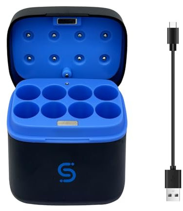 SLODA 8-Slot AA Battery Fast USB-C Battery Charger for 1.5V Li-ion & 1.2V NiMH/NiCD,Smart LED Display,Portable Magnetic Case