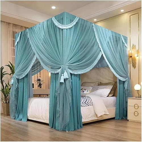 2-in-1-Betthimmel-Moskitonetz, geeignet für Einzelbett, Doppelbett, Schlafzimmer, dekorativer Bettvorhang, mit Metallständer (Farbe: Grün, Größe: 120 x 200 cm)