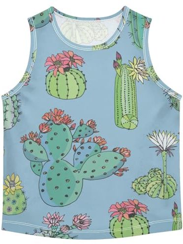 Boys Vests Cactus Cacti Athletic Tank top Sports Sleeveless Summer Shirt for Kids Boys Multicoloured
