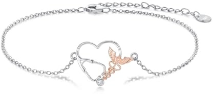 HARMONY BOLA Wellen Armband 925 Sterlingsilber Stethoskop/Baum des Lebens Armband Krankenschwester Schmuck für Frauen Mutter Geburtstagsgeschenke