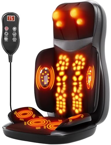 serebrant Shiatsu Tappetino da massaggio Schiena con Calore,2D/3D Shiatsu Massaggiatore Elettrico con Compressione d’Aria, Poltrona Massaggiante Professionale per Corpo a Casa o da Ufficio