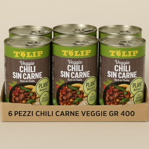 6X Tulip Veggie Taco Mix o Chili Sin Carne 400g – Ricette Messicane Plant Based – Alternative Vegetali con Proteine, Fagioli e Ceci – Scorta Conveniente Piatti Pronti Vegani (Chili Sin Carne)