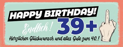 vianmo Blechschild 10x27 cm Happy Birthday 39+ alles gute zum 40. Deko Geschenk Schild