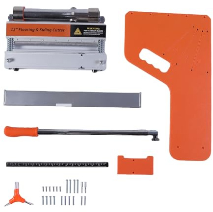 Luocute Laminatbodenschneider, 13 Zoll Schnittbreite, 13 Mm Dicke, Mehrere Winkel 0°, 15°, 30°, 45°, mit Gummirädern, Einziehbarem Griff, Doppelskalen-Aluminiumschiene für Holzböden