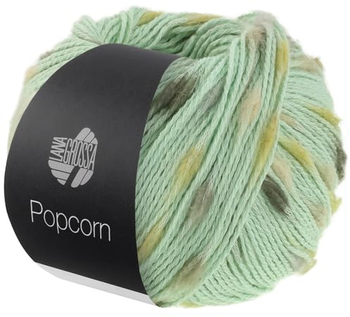 LANA GROSSA Popcorn | Effektnetzgarn gefüllt mit bunten, flauschigen Farbspots | Handstrickgarn aus 100% Baumwolle | 50g Wolle, Stricken & Häkeln | 125m Garn FB 16