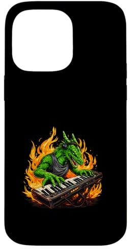 Distressed Fire breathing Rock Band dragon musician keyboard Case for iPhone 14 Pro Max