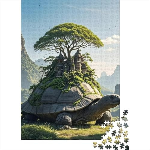 Turtle Island1000 Piece Cardboard Giant Turtle Jigsaw Puzzle Set Adults Fun Party Game Brain Training Indoor Leisure Activity Gift 70x50cm/1000pcs
