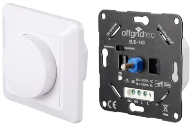 Offgridtec LED Dimmer Schalter Unterputz, Drehdimmer 230V für dimmbare LED Lampen 0,5-150W & Halogen 0,5-150W, stufenlose Helligkeitsregelung, Phasenabschnittdimmer
