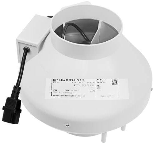 Systemair RVK 4 5 6 8 10 12 Inline Ducting Extract Fan Hydroponics 1375m3/hr (RVK Sileo 125E2-L - 323m3/hr)