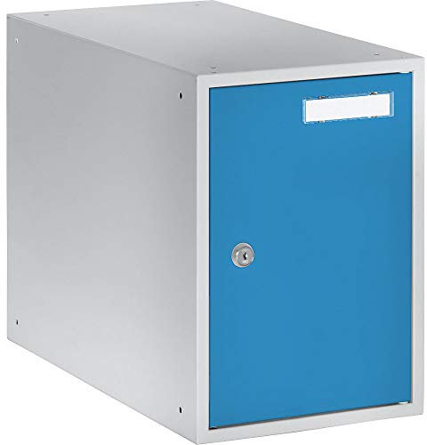 Quipo Szafka w kszta?CIE kostki, wys. x szer. 350 x 250 x 450 mm, korpus jasnoszary/jasnoniebieskie drzwi.