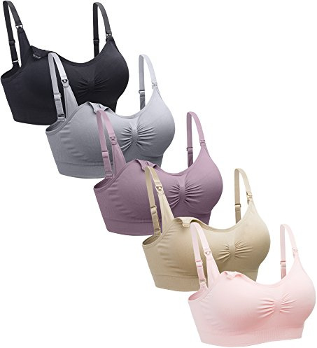 Suekaphin Lot de 5 Soutiens-Gorge d'allaitement sans Armatures Soutien-Gorge de Grossesse - Multicolore - XL