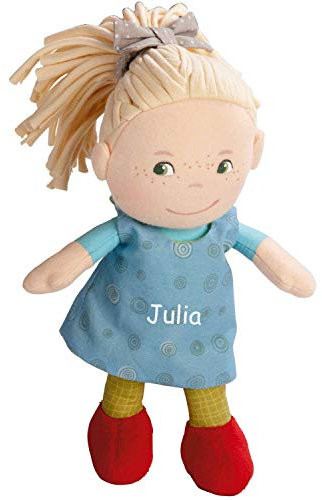 HABA Stoffpuppe Mirle mit Namen Bestickt, weiche Erste Baby Puppe, 0-5 Jahre Kuschelpuppe Taufgeschenk 5738