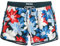 MaaMgic Herren Badeshorts Vintage Retro Boardshorts Schnelltrocknend Kurz Badehose Schwimmhose mit Mesh-Futter und Verstellbarem Tunnelzug (X-Large(Waist:35-37), Rot Blau Weiß Blumen)