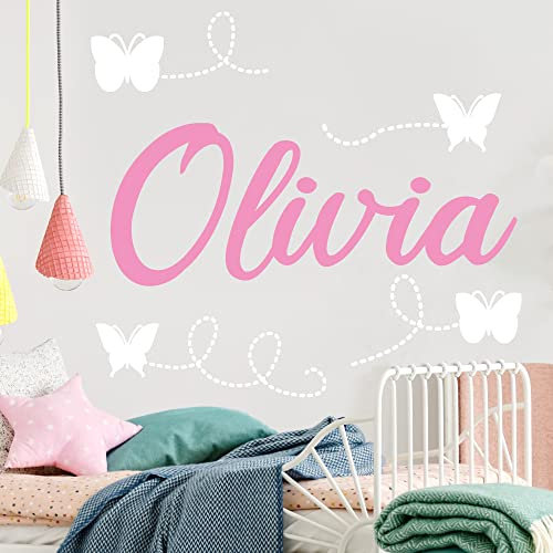 Beautiful Game Butterfly Trails Personalised Name Wall Sticker Kids Art Mural Bedroom Wall Decal (90cm width x 45cm height)