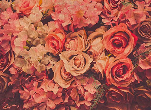 Livingwalls 118524 Photographic Wallpaper Designwalls Non-Woven Wallpaper Flower Wall Wallpaper with Flowers in Beige, Green, Orange, Pink, Red, Black 350 x 255 cm XXL Wall Mural