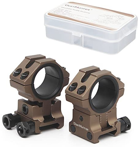 WestHunter Optics Adjustable Height Picatinny Scope Rings, 1 Inch 30 mm Precision Scope Mount | Brown