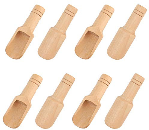 8pcs Mini cuillère en Bois, 7.5cm Petite Cuillère à Sel, Bain Cuillère en Bois, Mini Pelle en Bois, Cuillère Pelles à épices, Pelle en Sel de Bain pour la Cuisine, Lait, Café, Thé, Bonbons