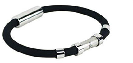 Wireless Negative Ion Armband Silikon Antistatisches Armband Outdoor Sports Unisex Fitness Power Armbänder - für Männer Frauen Paar17CM -19CM-schwarz