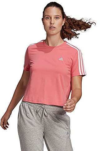 adidas W 3s Cro T Maglietta da Donna, Donna, Maglietta, GL0780, Rosa/Bianco (ROSBRU/Blanco), XS