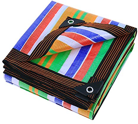 GXYAWPJ- Cubierta para Exteriores Lona Resistente Al Desgarro Tela Plástica A Prueba de Polvo Impermeable Obra de Construcción Ocluir Valla Toldo Vela de Rayas de Color con Ojales(Size:6×6m)