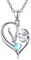 PRAYMOS Pferd Halskette Sterling Silber Herz Geburtsstein Kette Anhänger Pony Geschenk für Damen Frauen Mädchen Freund Pferdeliebhaber (Halskette mit Pferdeanhänger-6)