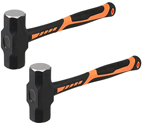 SEHOI 2 Piece 15 Inches 4lb Sledge Hammer,Small Sledge Hammer with Fiberglass Handle, Heavy Duty Slugging Hammer Demolition Hammers, Shock-resistant
